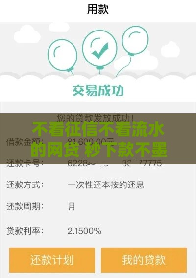 不看征信不看流水的网贷 秒下款不墨迹的真口子推荐
