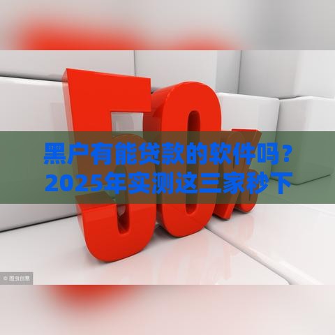 黑户有能贷款的软件吗？2025年实测这三家秒下款口子