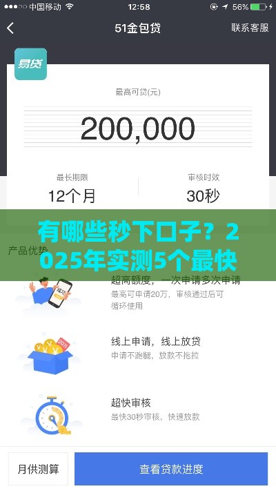 有哪些秒下口子？2025年实测5个最快到账的网贷平台