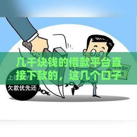 几千块钱的借款平台直接下款的，这几个口子秒到账不查征信！