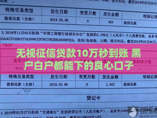 无视征信贷款10万秒到账 黑户白户都能下的良心口子