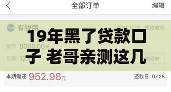 19年黑了贷款口子 老哥亲测这几个居然还能下款！