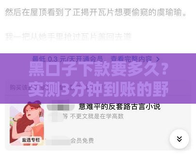 黑口子下款要多久？实测3分钟到账的野路子分享