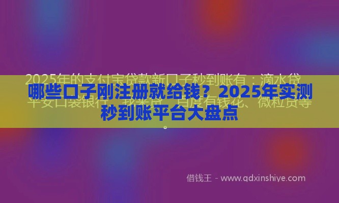 哪些口子刚注册就给钱？2025年实测秒到账平台大盘点