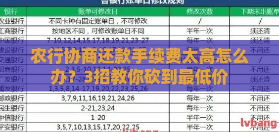 农行协商还款手续费太高怎么办？3招教你砍到最低价