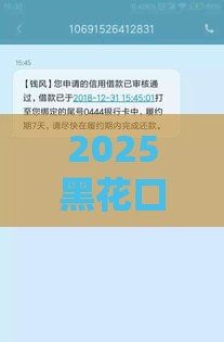 2025黑花口子入口最新实测：秒到账不查征信的隐藏渠道曝光