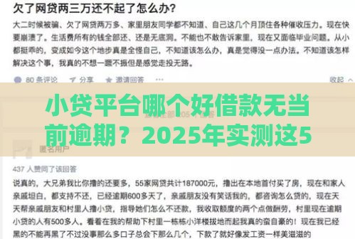 小贷平台哪个好借款无当前逾期？2025年实测这5个口子稳如老狗