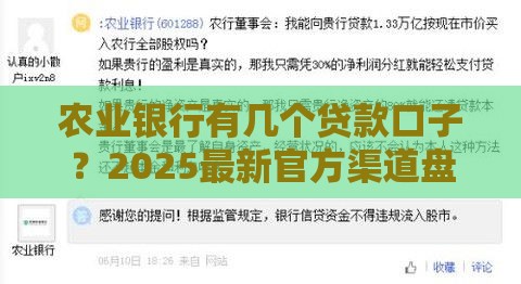 农业银行有几个贷款口子？2025最新官方渠道盘点