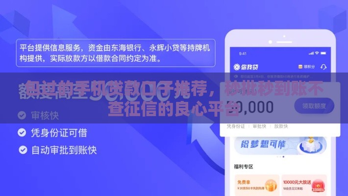 包过的手机贷款口子推荐，秒批秒到账不查征信的良心平台