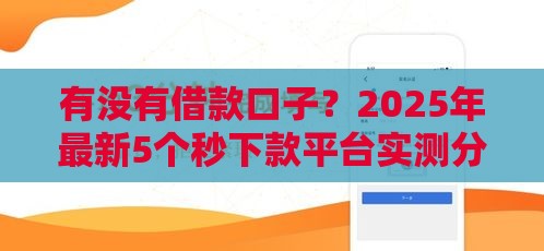有没有借款口子？2025年最新5个秒下款平台实测分享