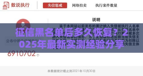 征信黑名单后多久恢复？2025年最新实测经验分享