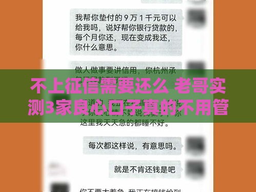 不上征信需要还么 老哥实测3家良心口子真的不用管