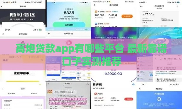 高炮贷款app有哪些平台 最新靠谱口子实测推荐