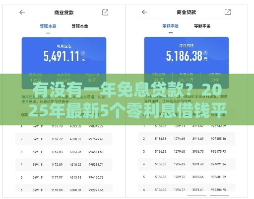 有没有一年免息贷款？2025年最新5个零利息借钱平台实测