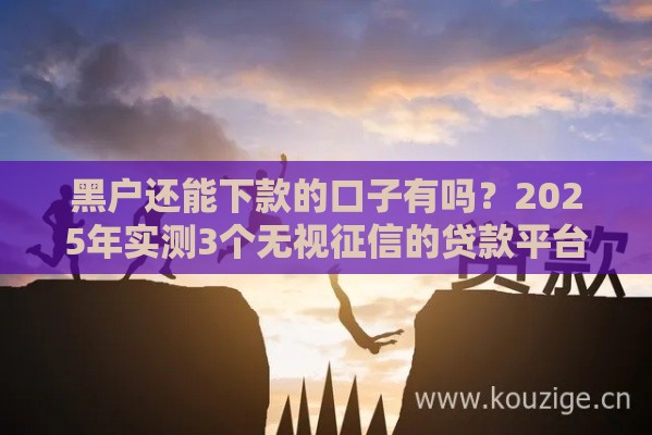 黑户还能下款的口子有吗？2025年实测3个无视征信的贷款平台