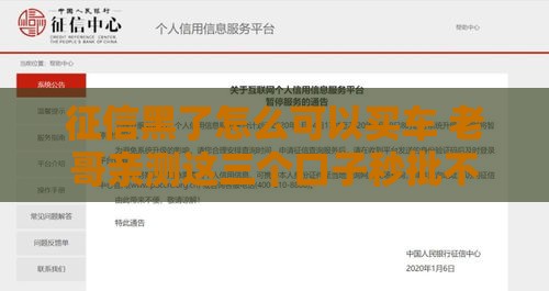征信黑了怎么可以买车 老哥亲测这三个口子秒批不查征信
