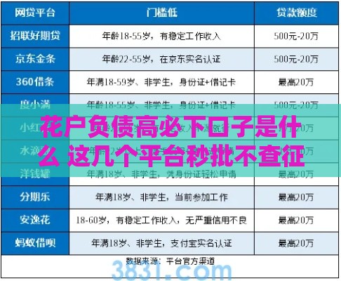 花户负债高必下口子是什么 这几个平台秒批不查征信