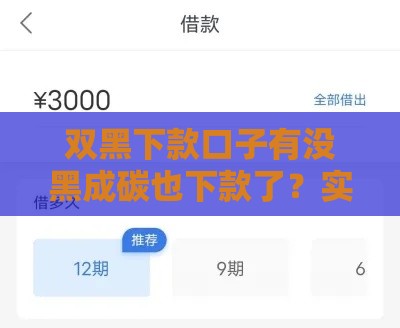 双黑下款口子有没黑成碳也下款了？实测3个无视征信的良心平台