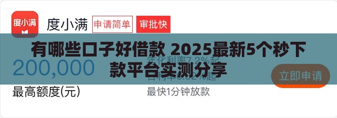 有哪些口子好借款 2025最新5个秒下款平台实测分享