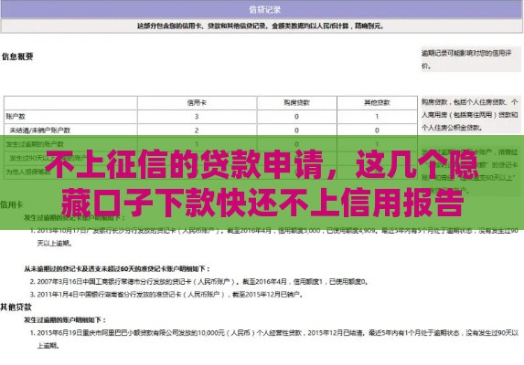 不上征信的贷款申请，这几个隐藏口子下款快还不上信用报告