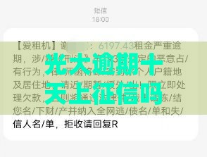 光大逾期十天上征信吗 实测老哥亲述真实征信影响