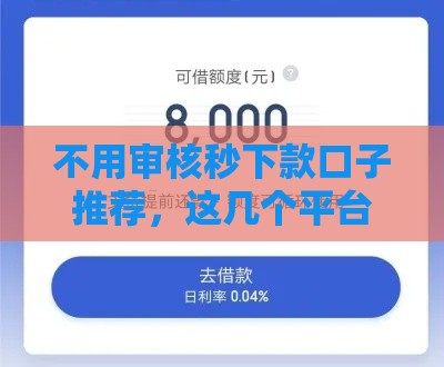 不用审核秒下款口子推荐，这几个平台借钱快得离谱！