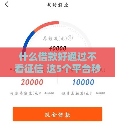 什么借款好通过不看征信 这5个平台秒到账不查大数据