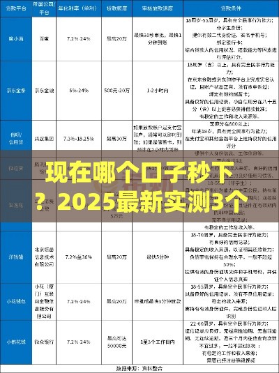 现在哪个口子秒下？2025最新实测3个极速放款平台