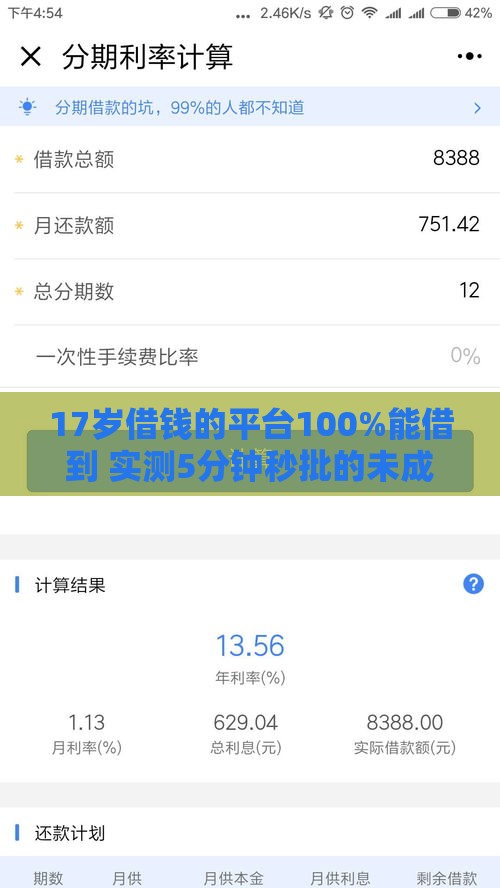 17岁借钱的平台100%能借到 实测5分钟秒批的未成年贷款神器
