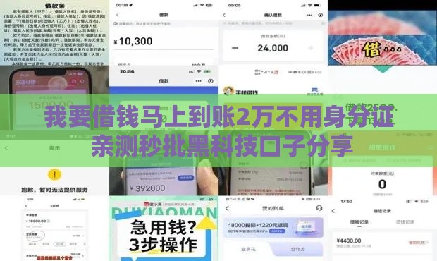 我要借钱马上到账2万不用身分证 亲测秒批黑科技口子分享