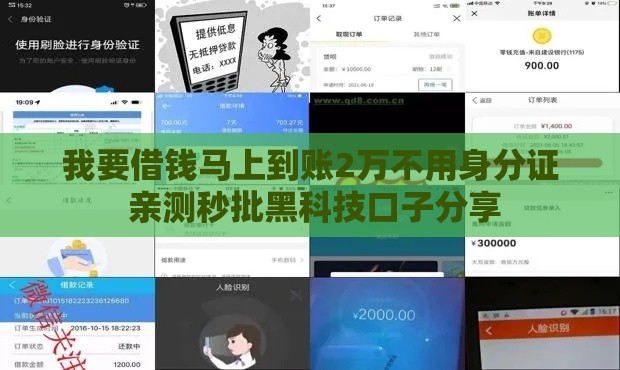 我要借钱马上到账2万不用身分证 亲测秒批黑科技口子分享
