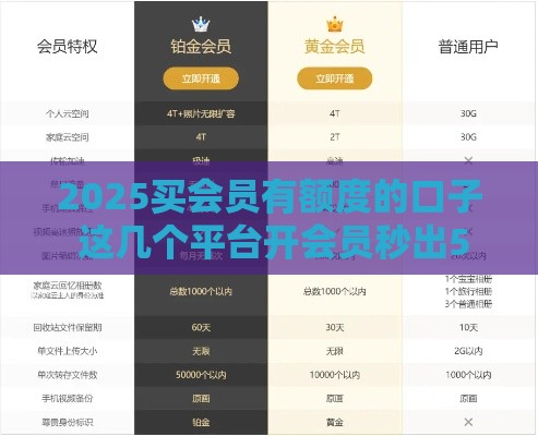 2025买会员有额度的口子 这几个平台开会员秒出5万额度