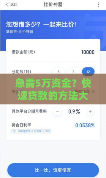 急需5万资金？快速贷款的方法大揭秘