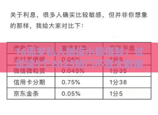 16周岁私人微信小额借款:试试这5个2025热门不查大数据的网贷口子 16周岁私人微信小额借款:试试这5个2025热门不查大数据的网贷口子