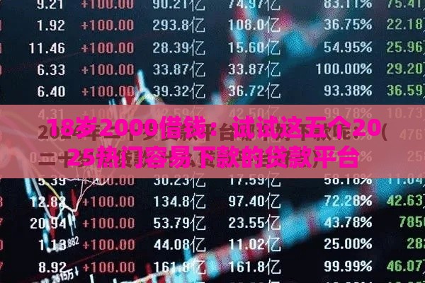 18岁2000借钱：试试这五个2025热门容易下款的贷款平台