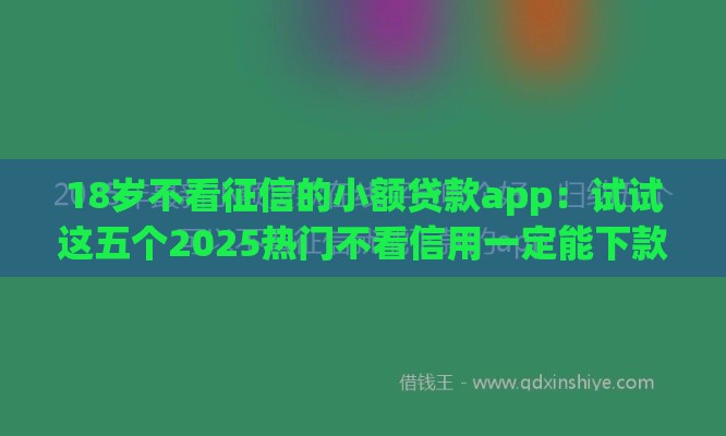 18岁不看征信的小额贷款app：试试这五个2025热门不看信用一定能下款的贷款平台