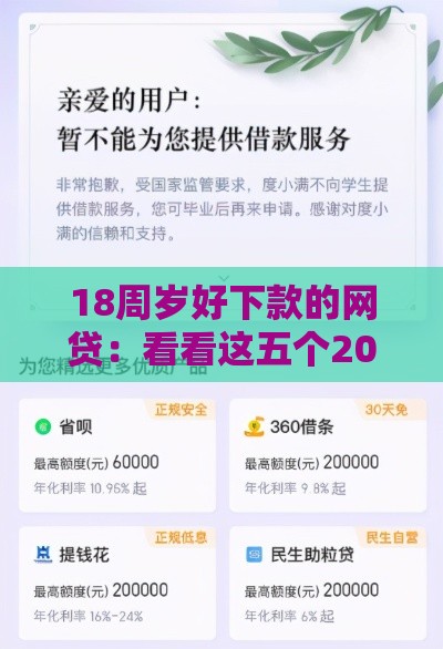 18周岁好下款的网贷：看看这五个2025热门校园贷款平台