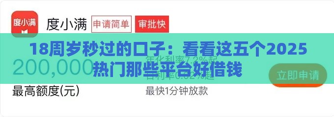 18周岁秒过的口子：看看这五个2025热门那些平台好借钱