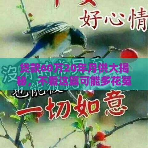 贷款60万20年月供大揭秘，不看这篇可能多花冤枉钱