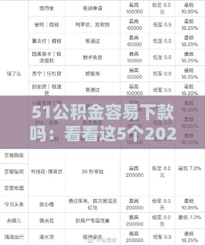51公积金容易下款吗：看看这5个2025热门网贷贷款平台