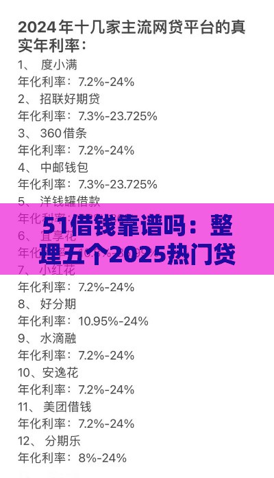 51借钱靠谱吗：整理五个2025热门贷款平台好利息低