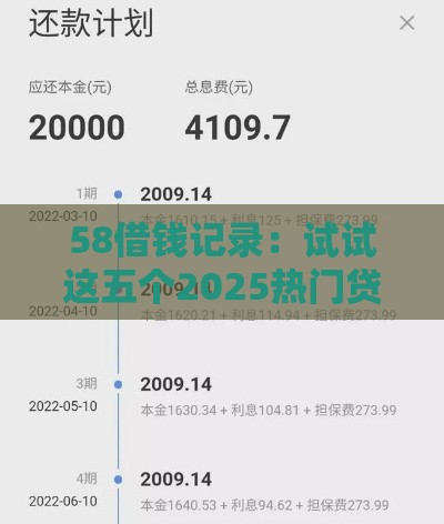 58借钱记录：试试这五个2025热门贷款平台公司