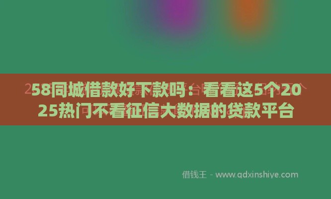 58同城借款好下款吗：看看这5个2025热门不看征信大数据的贷款平台