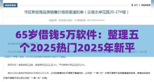 65岁借钱5万软件：整理五个2025热门2025年新平台黑户也能下款这种
