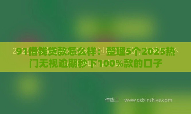 91借钱贷款怎么样：整理5个2025热门无视逾期秒下100%款的口子