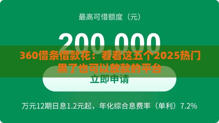 360借条借款花：看看这五个2025热门黑了也可以放款的平台