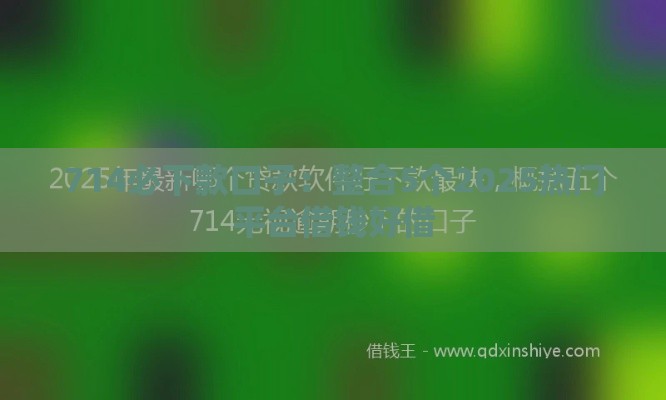 714必下款口子：整合5个2025热门平台借钱好借