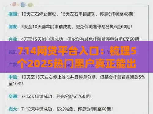 714网贷平台入口：梳理5个2025热门黑户真正能出额度的软件