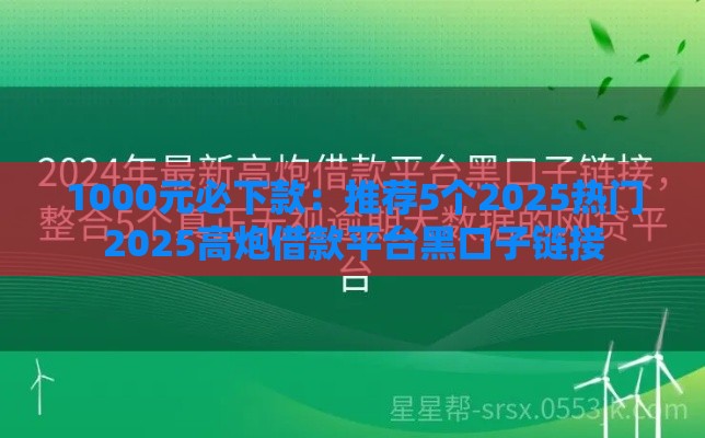 1000元必下款：推荐5个2025热门2025高炮借款平台黑口子链接