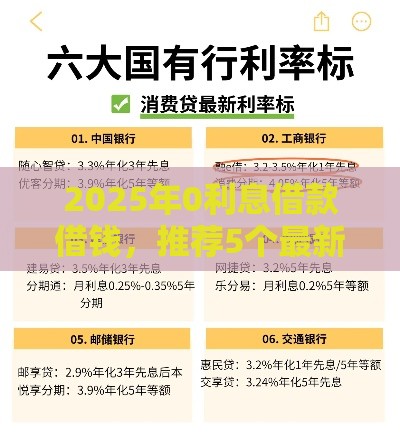 2025年0利息借款借钱，推荐5个最新平台贷款好用
